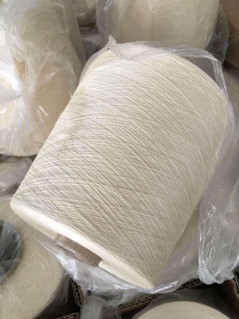 绢丝混纺纱 48支绢丝亚麻纱线55/45 48nm/2 绢麻纱 绢麻线