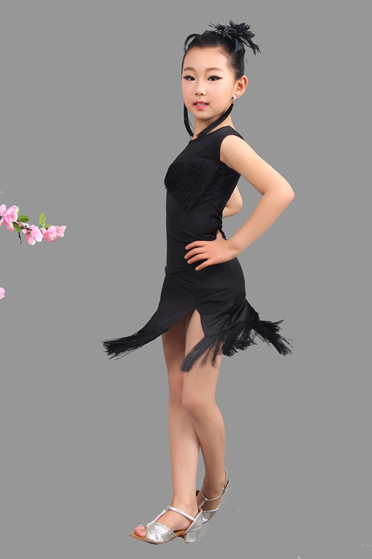 儿童拉丁舞夏季无袖套装女童流苏裙练功表演