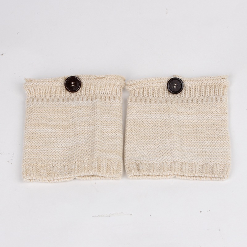 新款女厂家直销针织毛线保暖贴牌瘦大腿套脚套短款翻口纽扣袜套