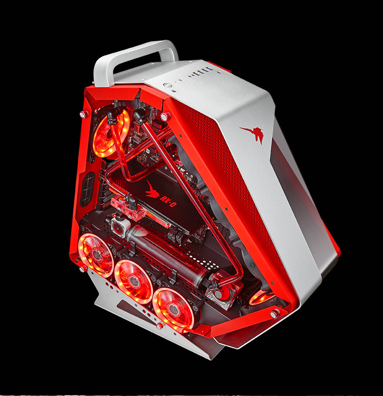 coolman独角兽机箱台式电脑铝合金钢化玻璃网吧机箱