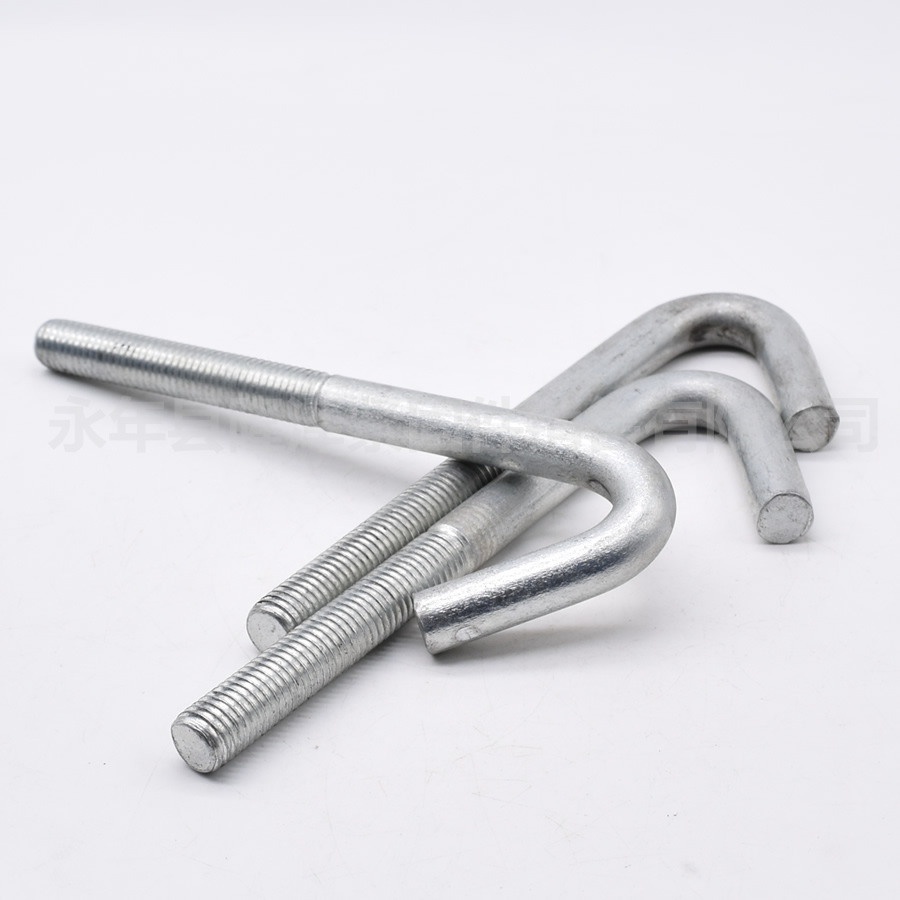 厂家直销 m14*200镀白锌带钩螺栓 7字钩螺丝 定做异形螺栓