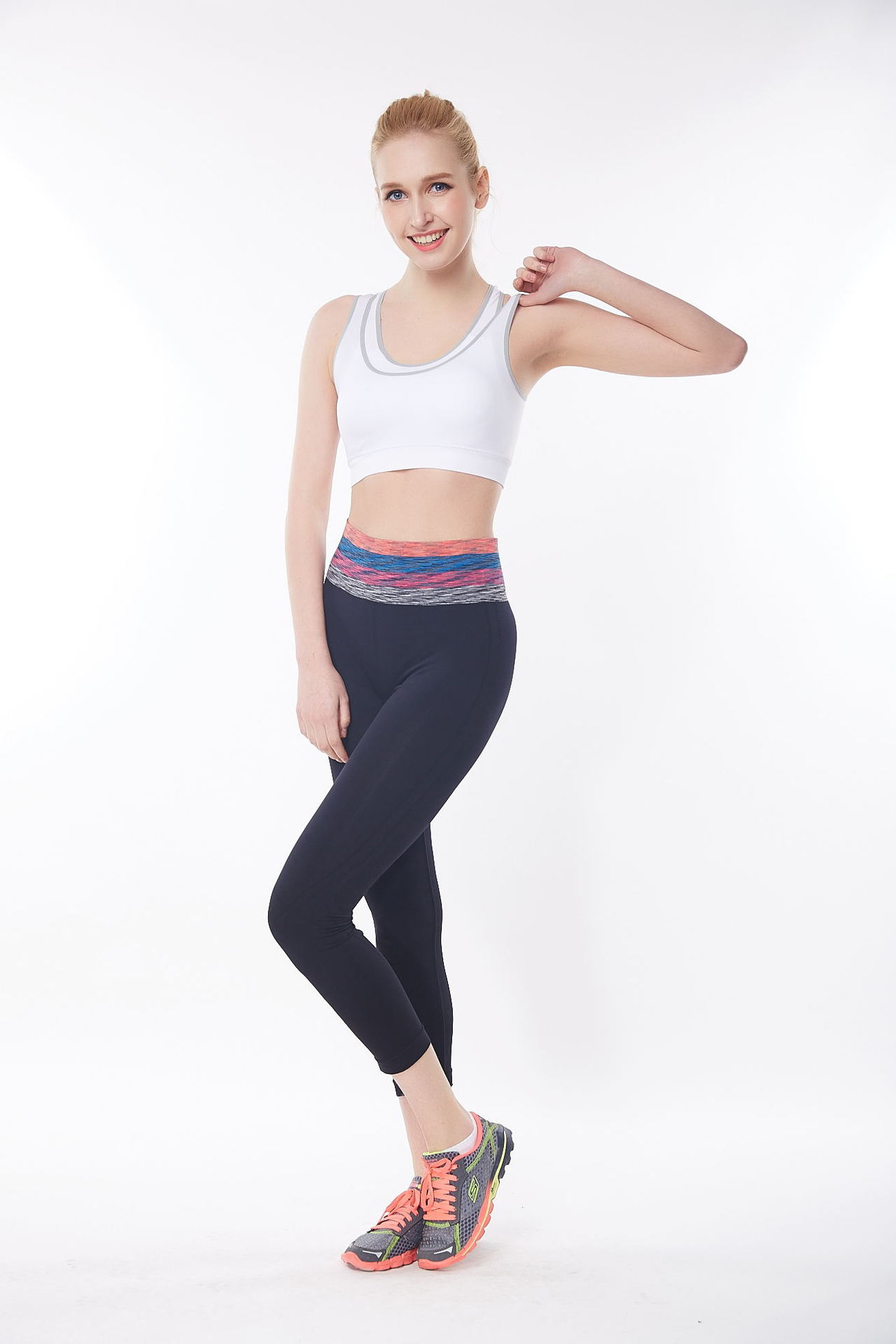 健身裤女士紧身段染瑜伽修身吸汗七分7分速干弹力运动跑步裤夏款