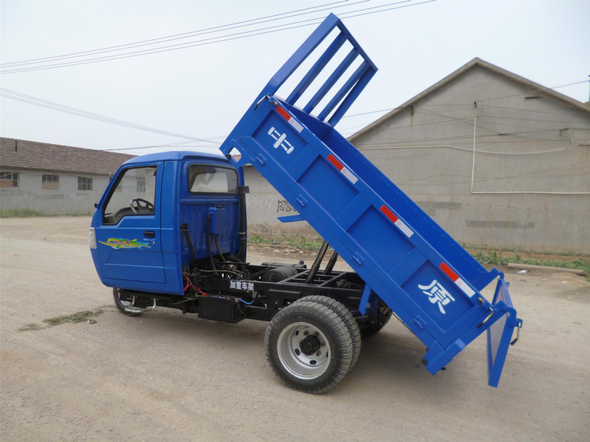 轴传动后双轮胎自卸三轮汽车.加厚大槽钢车架,五十铃断气刹后桥