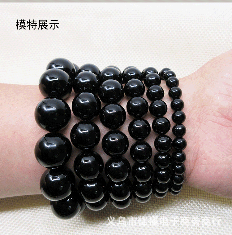 经典黑玛瑙佛珠手串男黑宝石手链女石头手链情侣转运饰品特价爆款