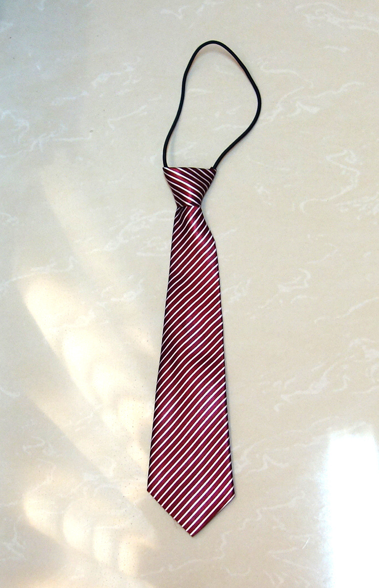 儿童表演领带 小孩皮筋28cm领带 松紧带蓝白条领带