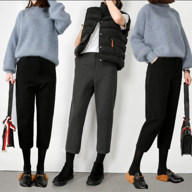 代发毛呢孕妇哈伦裤冬九分孕妇萝卜裤小脚7