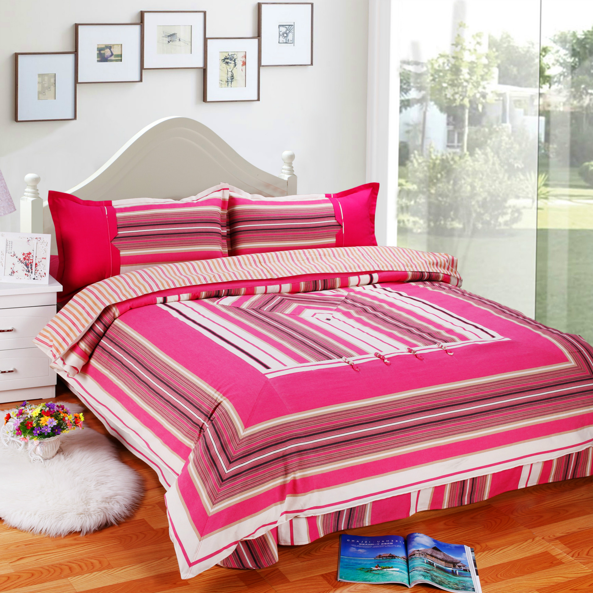 老粗布四件套棉复古中国风盘扣床上用品家纺床单加密被套批发