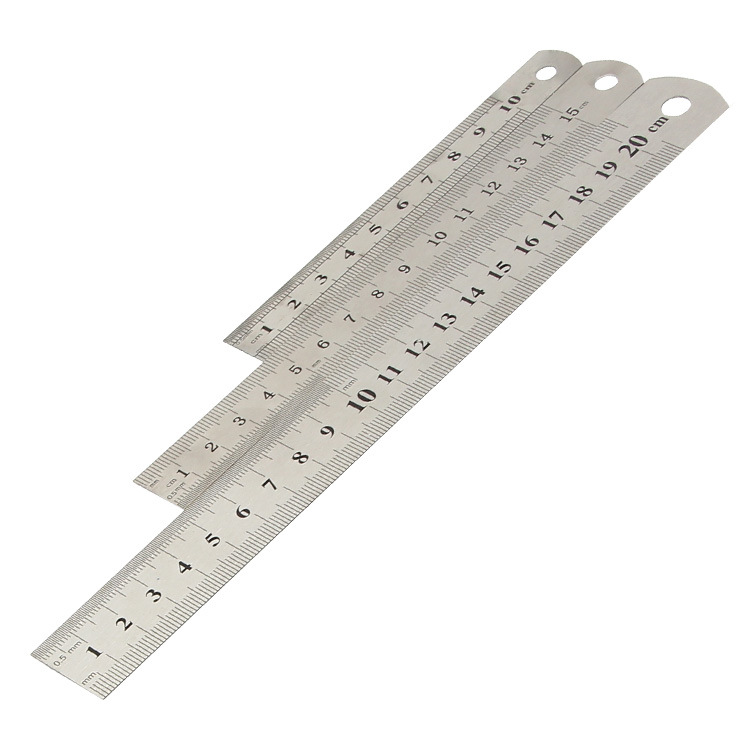 活动办公尺子加工10cm-20cm 标准不锈钢板尺子直尺双面办公钢尺