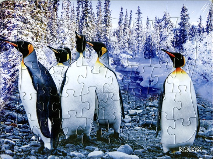 野生动物世界大象老虎狮子企鹅斑马40片纸质益智平面卡通拼图