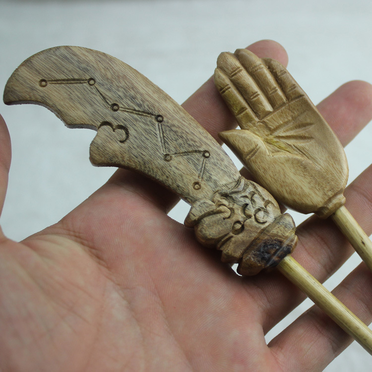 原木红木佛手刀佛教用品佛具法器出食器施食佛手出食刀施食榆木