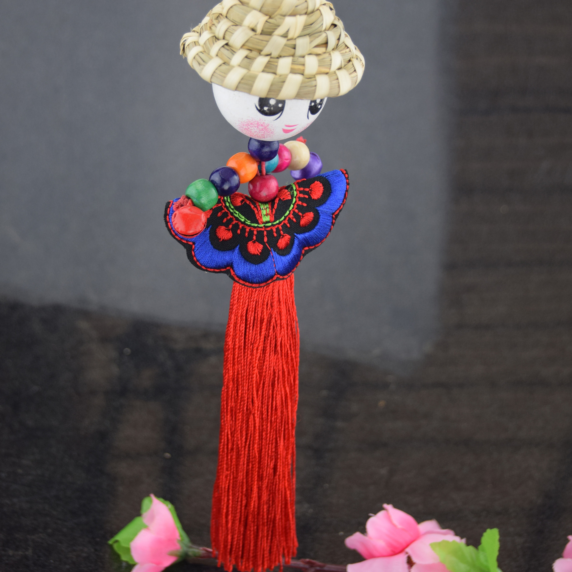 民族风 稻草人挂件工艺品风铃 手工编织品挂件流苏 草人娃娃风铃