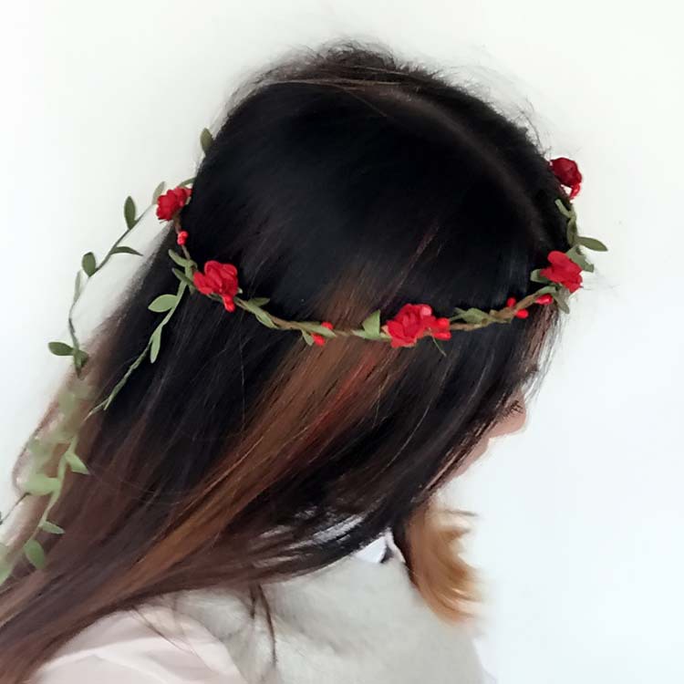 厂家现货供应旅游景区藤蔓绿叶花环头箍发饰新娘头饰表演头戴花朵