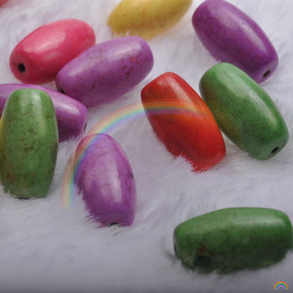 多色七彩松石散珠 米形长筒珠 彩色批发 diy饰品配件 串珠材料