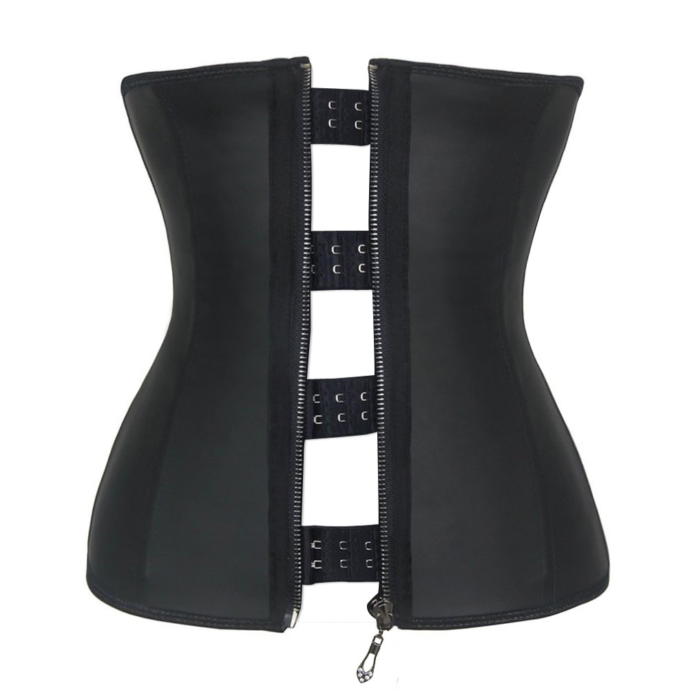 橡胶塑身衣 光面拉链内扣乳胶束身衣欧美收腹美体瘦身衣厂家直销