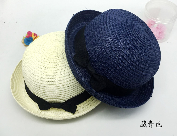 Summer Korean Style Gift Hat Trendy Female British Straw Hat Parent-Child Bow Garden Top Sun-Proof Beach Hat