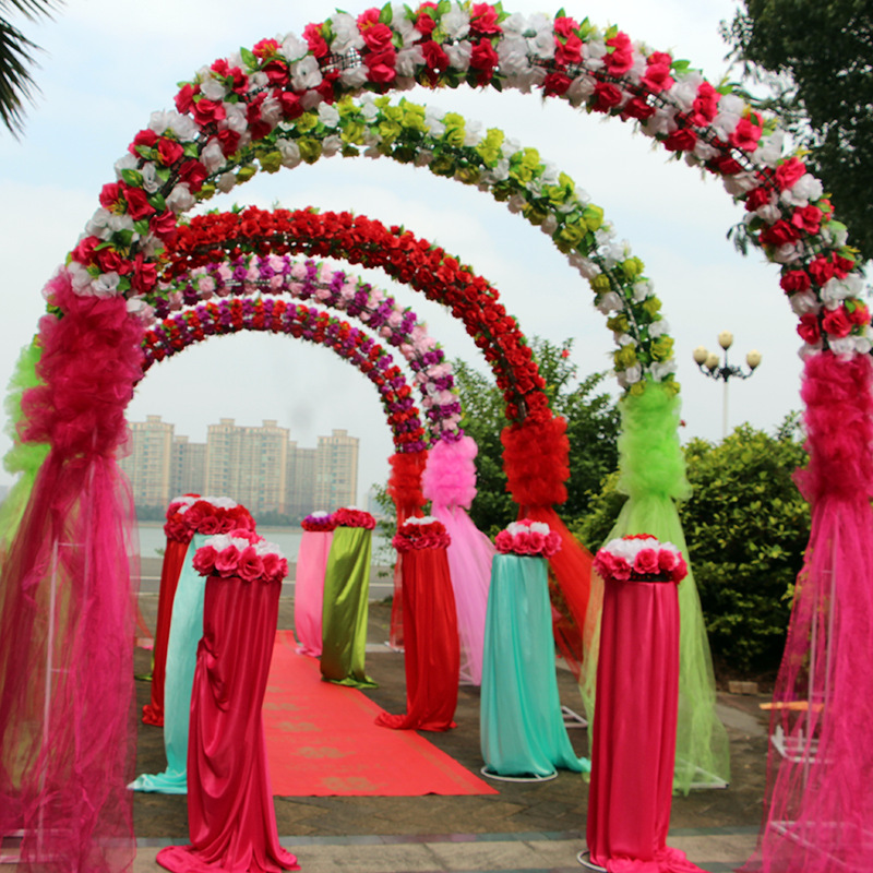 批发婚庆用品婚礼绢花拱门结婚开业花门花架幸福门钢管纱幔心拱门