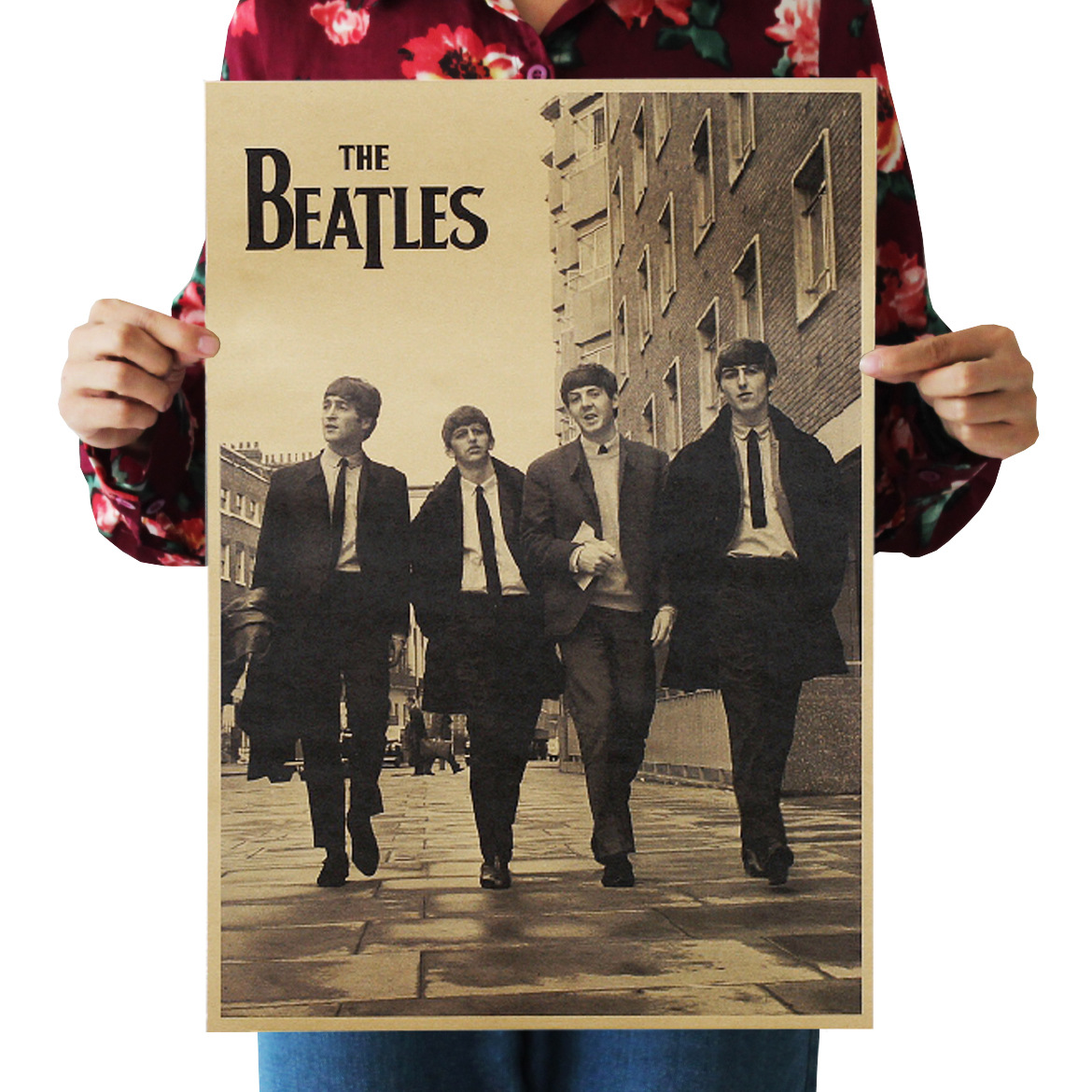 【a14】甲壳虫乐队怀旧复古牛皮纸海报室内酒吧咖啡馆装饰画