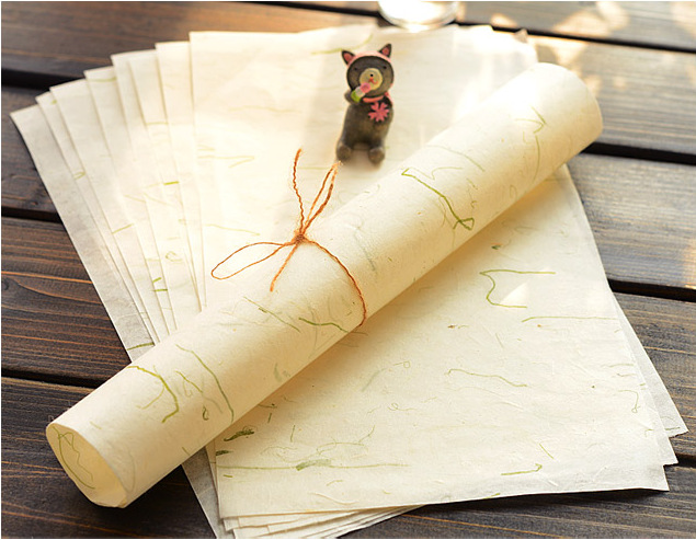 中国风清新花草信纸书法纸绘画纸纯手工植物古风宣纸信笺10张/包