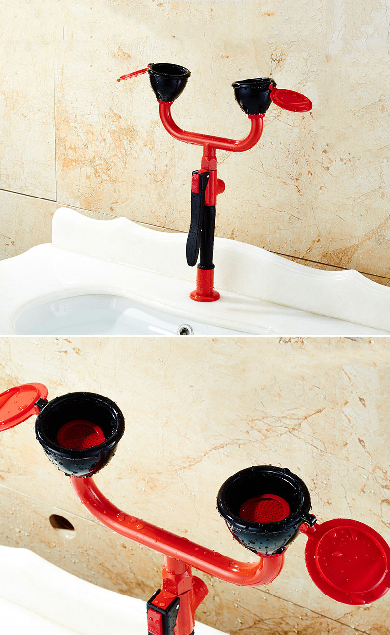 台式双口洗眼器 移动实验室洗眼器 抽取式洗眼器