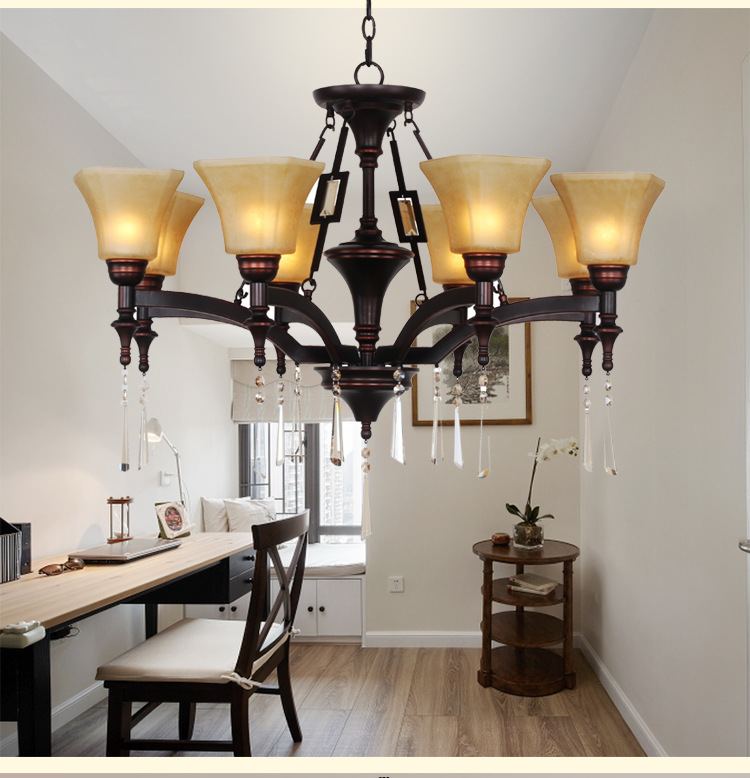 铁制按钮式吊灯 客厅书房玻璃白炽灯灯具厂家批发 美式乡村吊灯