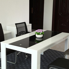 欧式民宿家具餐桌简约钢化玻璃西餐桌 多功能会议桌餐桌
