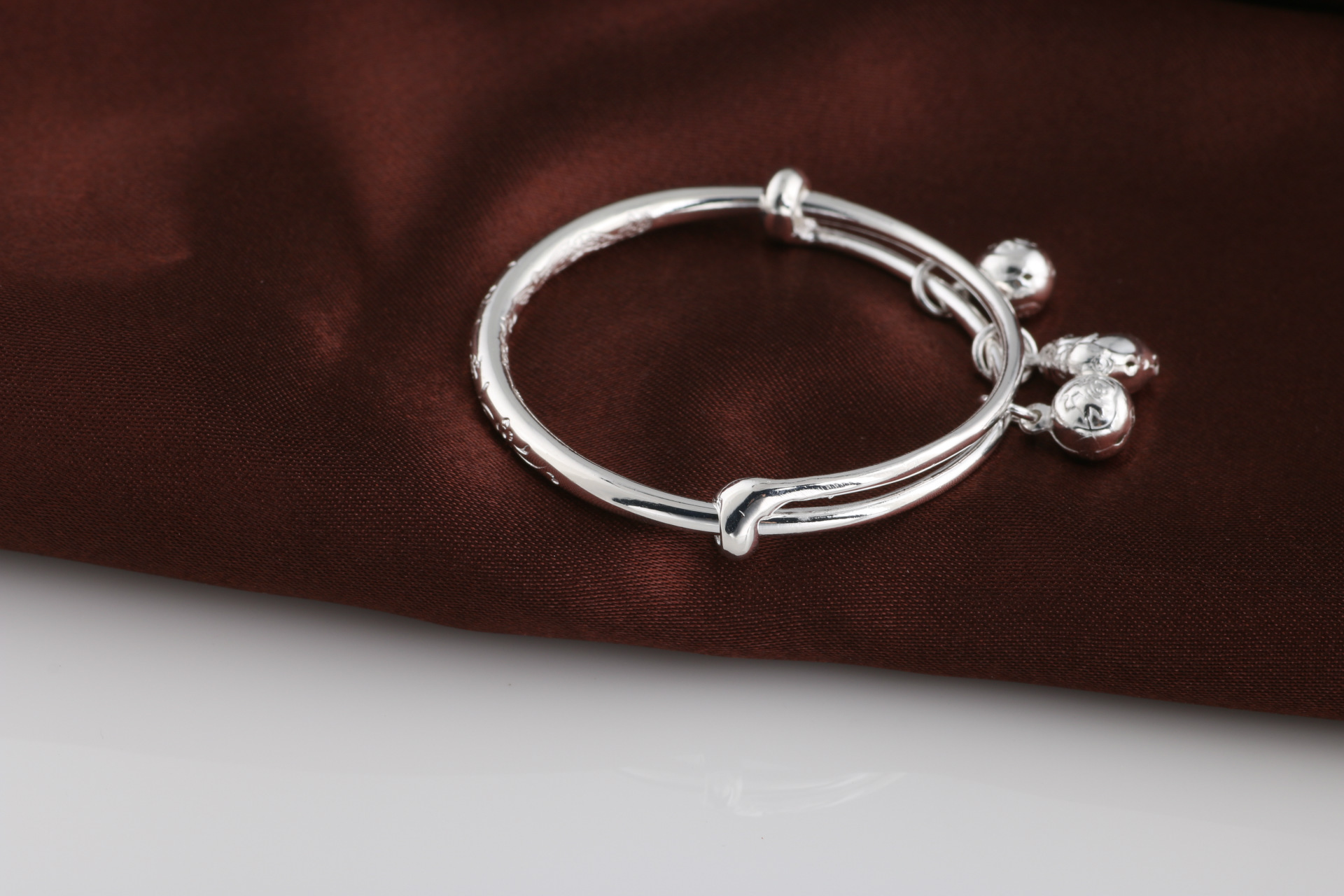 足银999祝福吉祥如意印花纯银手环 脚环 手镯 脚镯