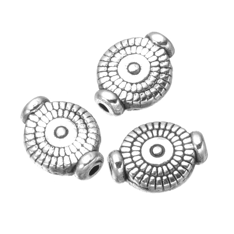 厂家直销diy饰品配件 合金复古挂件 手链项链珠子 双孔圆形 现货