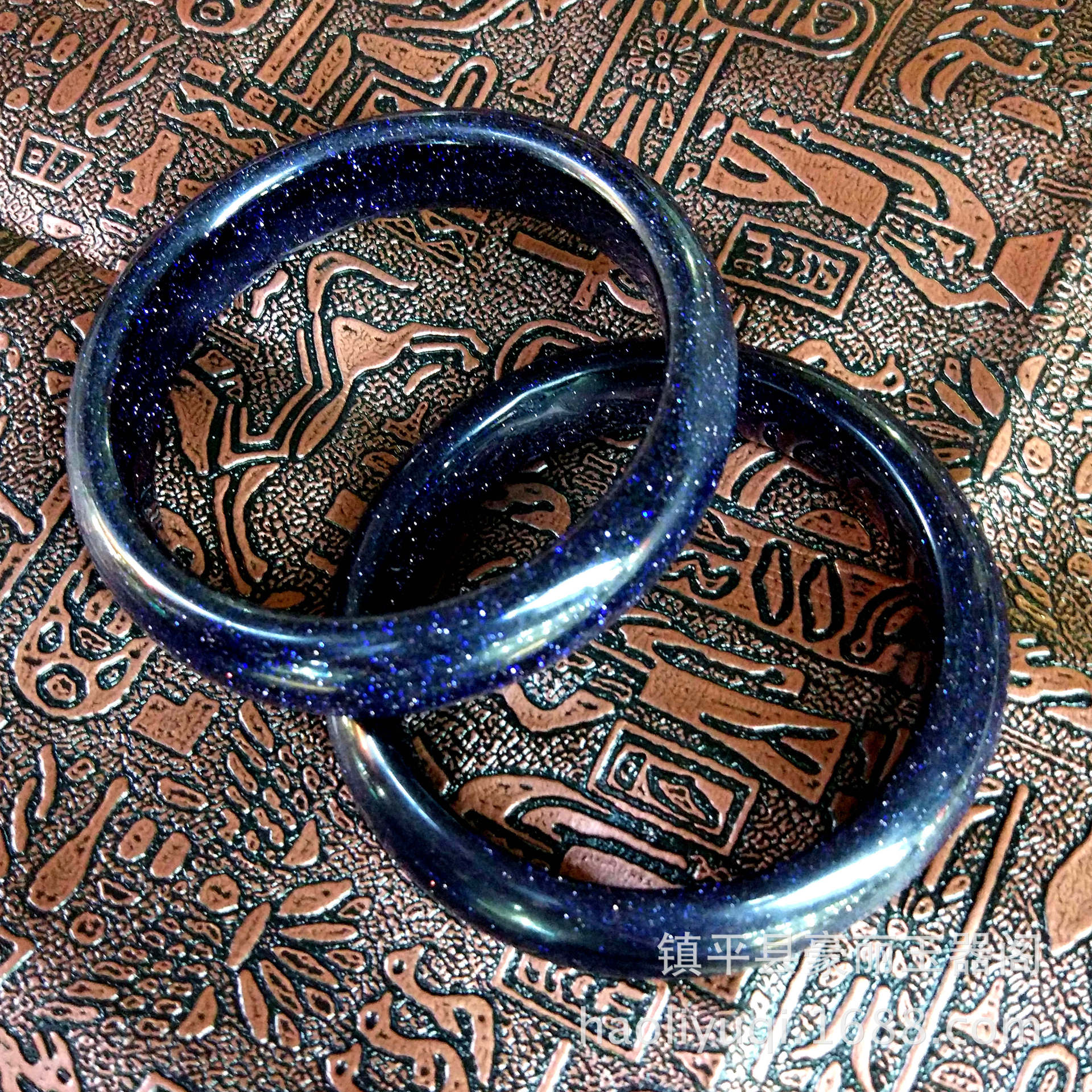 厂家直销 正品蓝砂石玉镯 金星闪耀 星光夺目水晶玉镯工艺品.