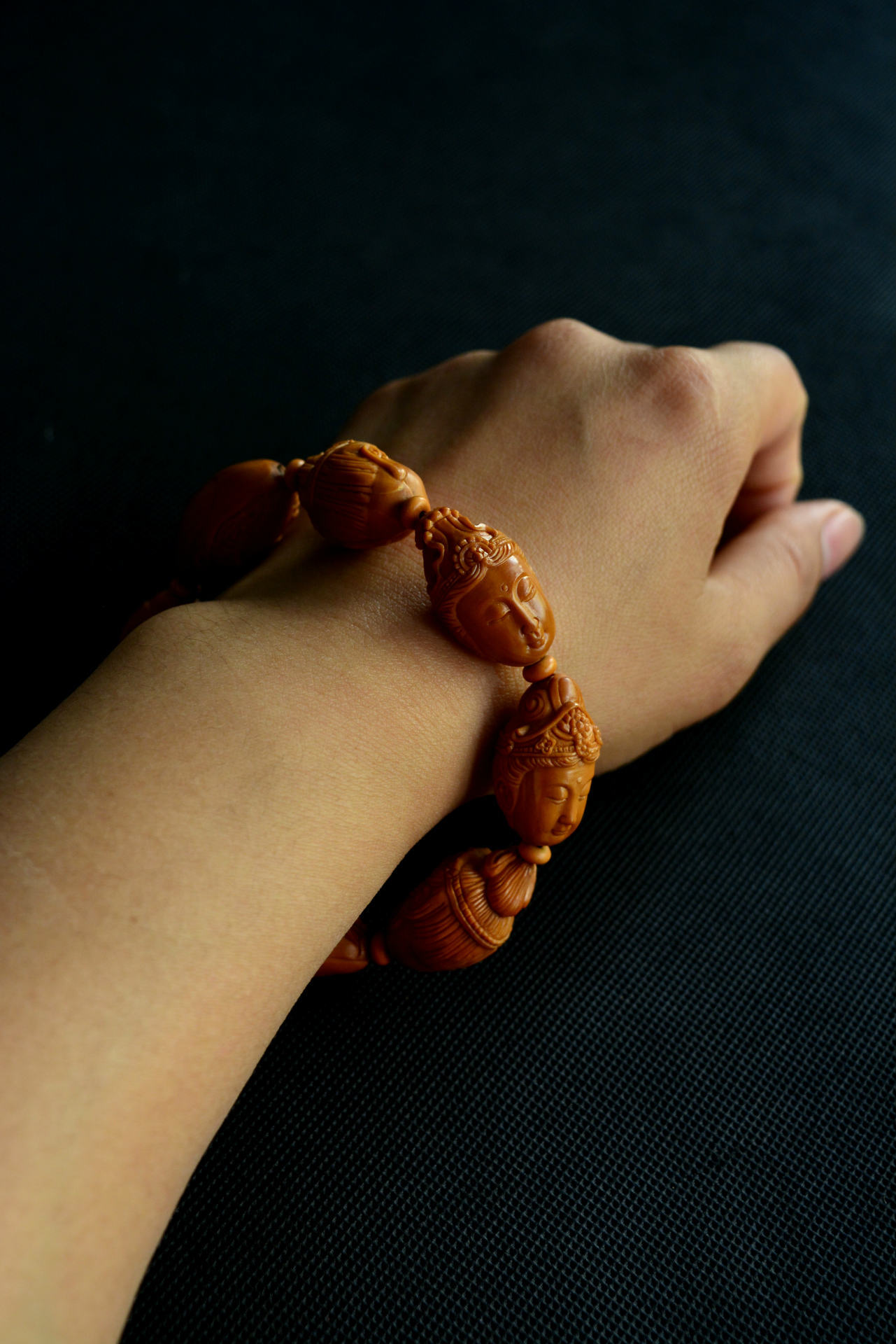 承宣核雕 纯手工橄榄核雕刻观音手串 橄榄胡手串手链文玩把玩批发