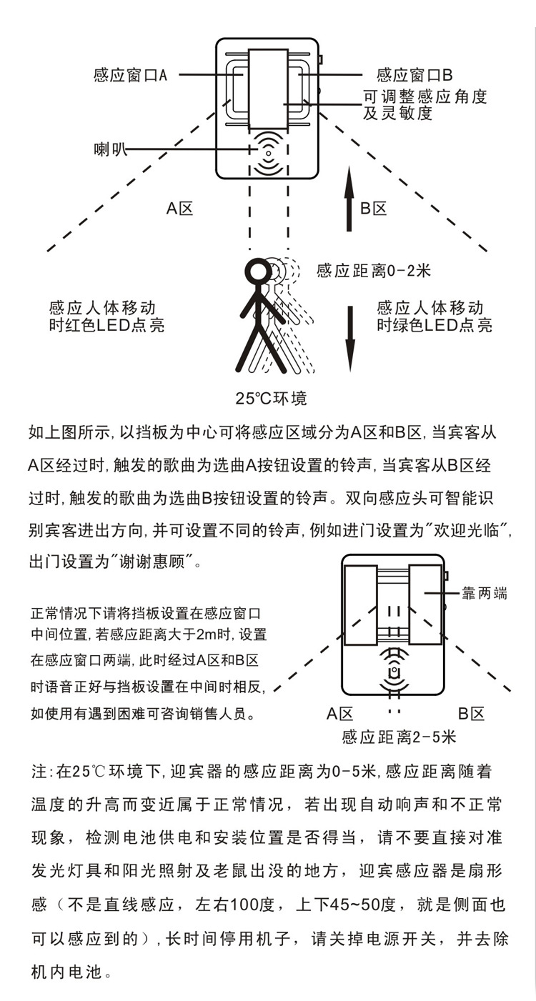 感应迎宾器 人体红外感应器 欢迎光临门铃 店铺门窗无线报警器