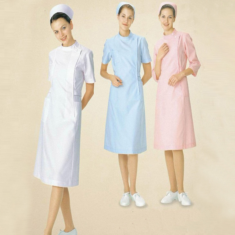 厂家供应医院制服工作服定做修身护士服来图印字长袖白大褂批发