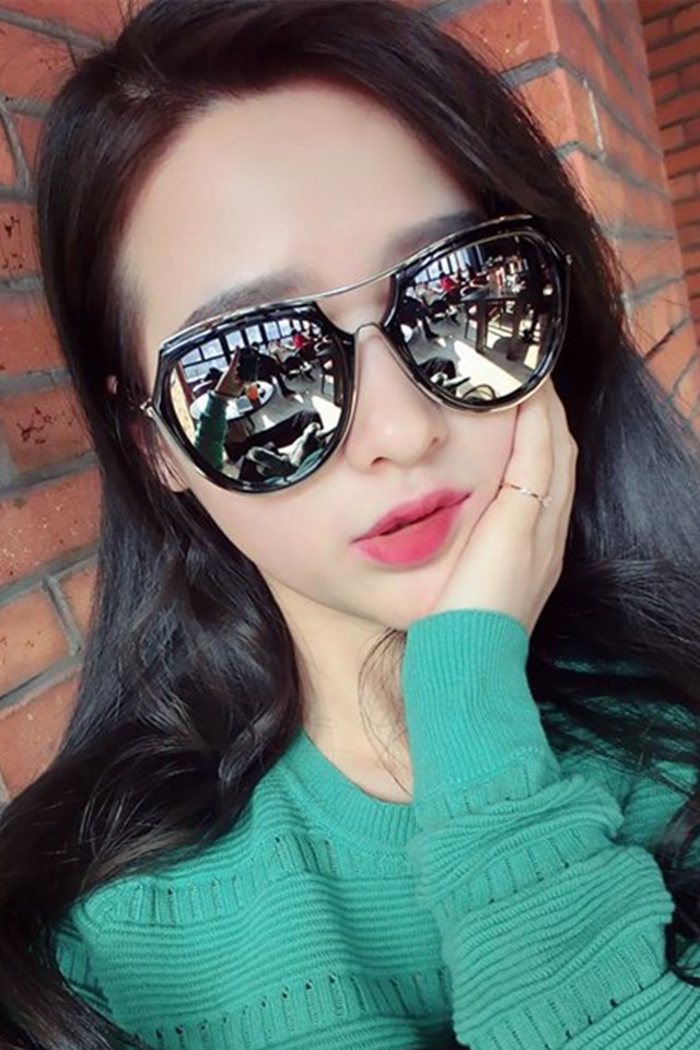 太阳镜女潮2017彩膜网红周扬青同款墨镜圆脸开车优雅粉色偏.