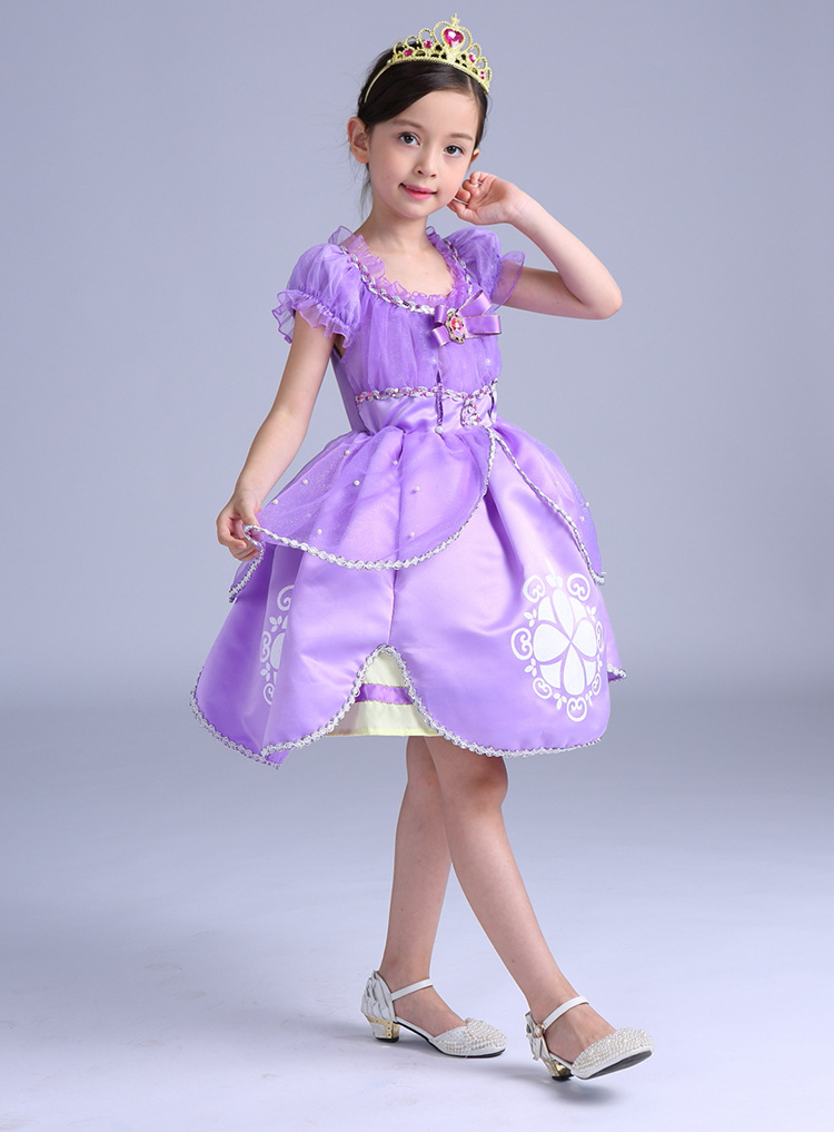 中小童夏款公主裙小公主苏菲亚短款连衣裙sofia印花蓬蓬裙女童裙