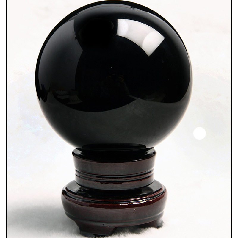 天然黑曜石水晶球 黑色黑曜石球开业水晶礼品辟邪 办公室客厅玄关