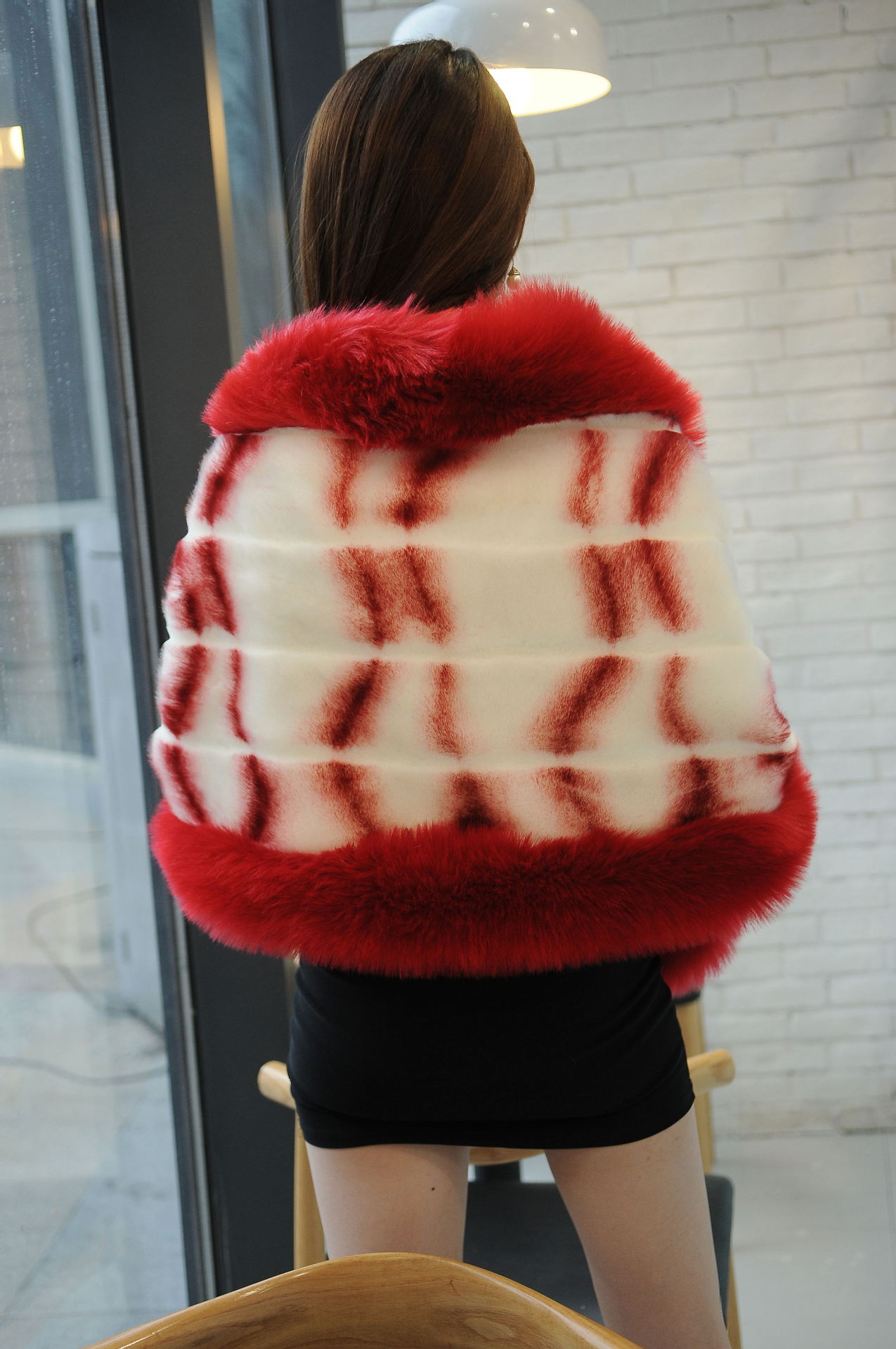 秋冬皮草狐狸毛外套女新娘披肩斗篷显瘦仿水貂裘皮中长款皮草披肩