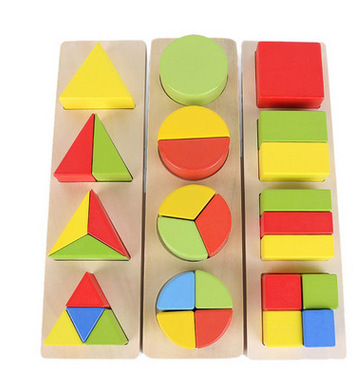 厂家几何形状板立体拼图版形状配对积木蒙氏教具儿童益智玩具