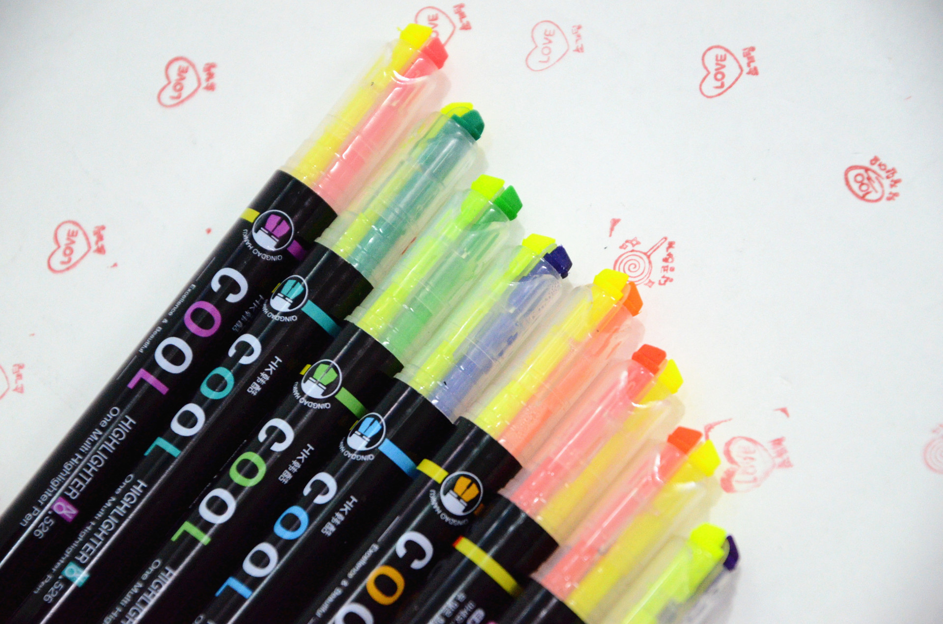 韩酷一头双色荧光笔 记号笔 划重点 彩色标记笔 涂鸦笔 文具用品