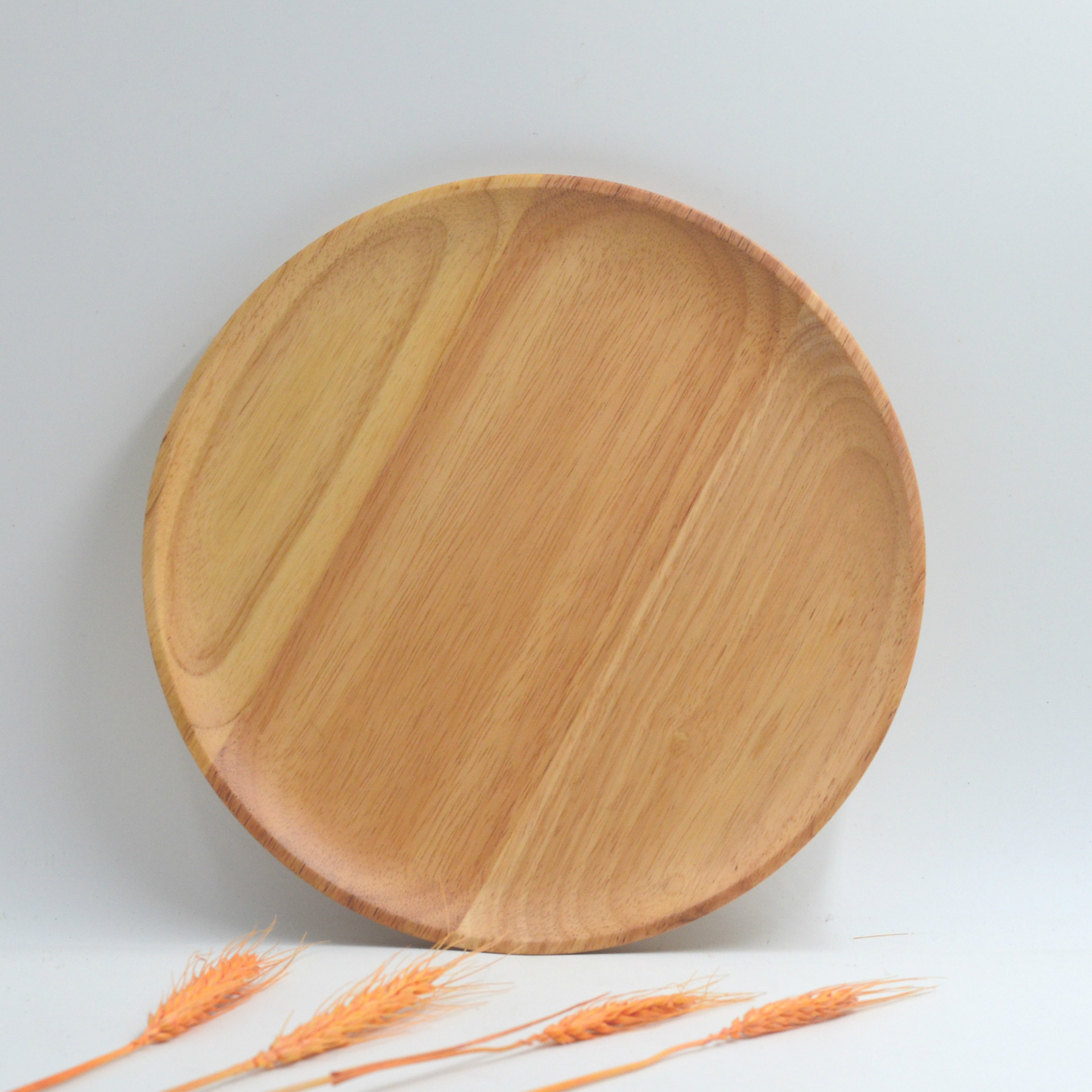 橡胶木盘茶盘点心盘 圆形木盘子 多规格酒店托盘