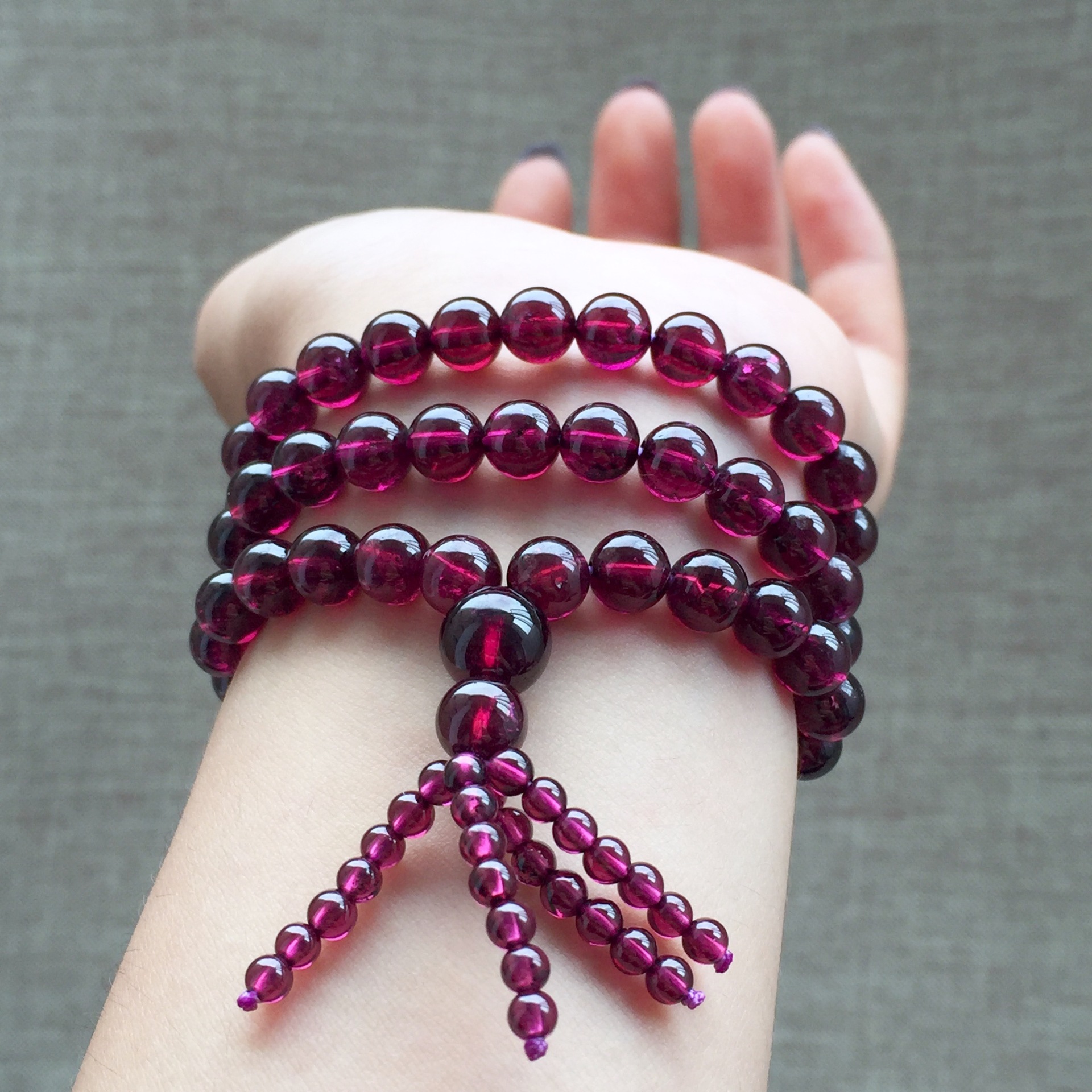 紫牙乌石榴石手串佛珠 手链多圈宗教 天然6a紫牙乌 巴西紫