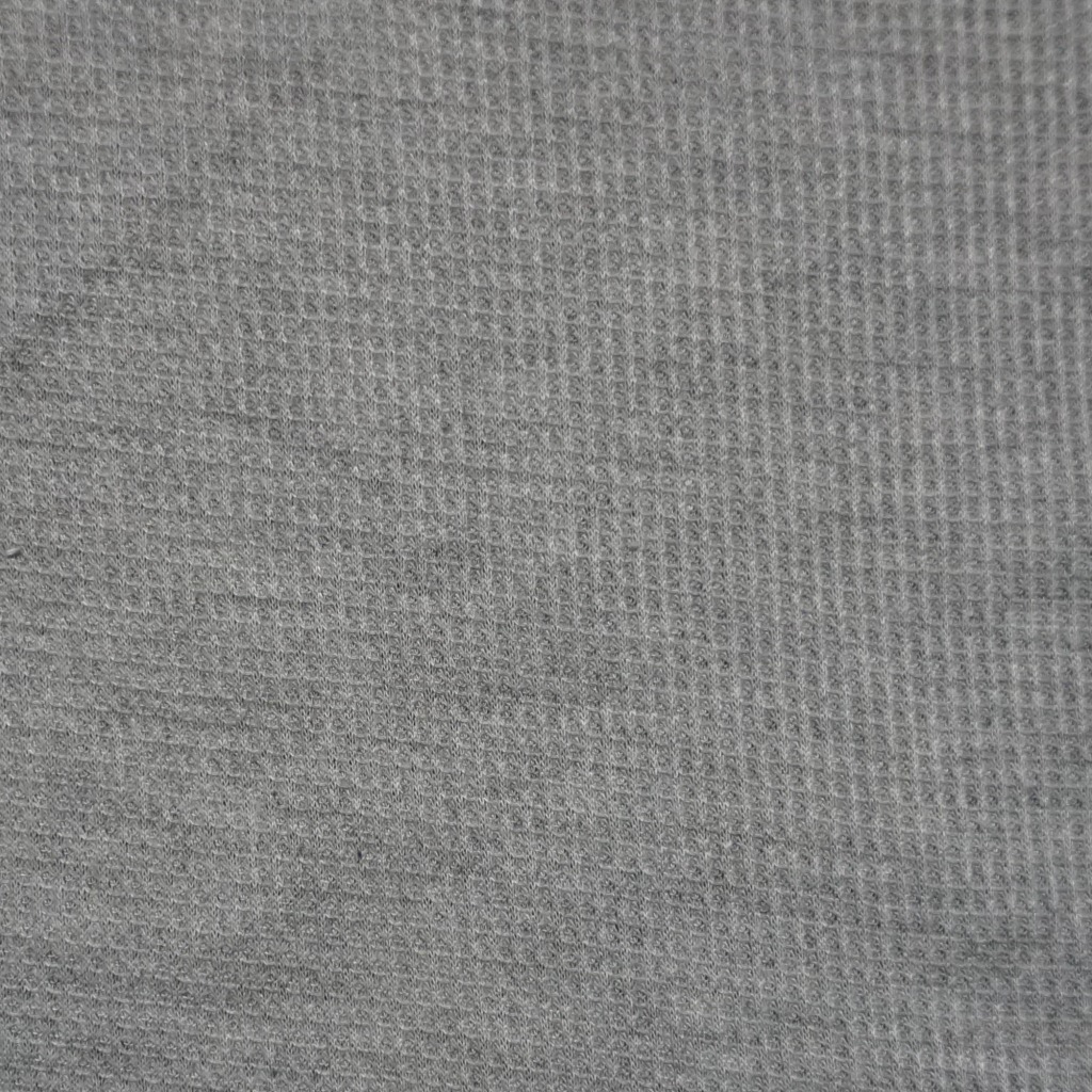 短纤麻灰华夫格针织面料 全涤纶服装布料 可数码热转印 来图定制
