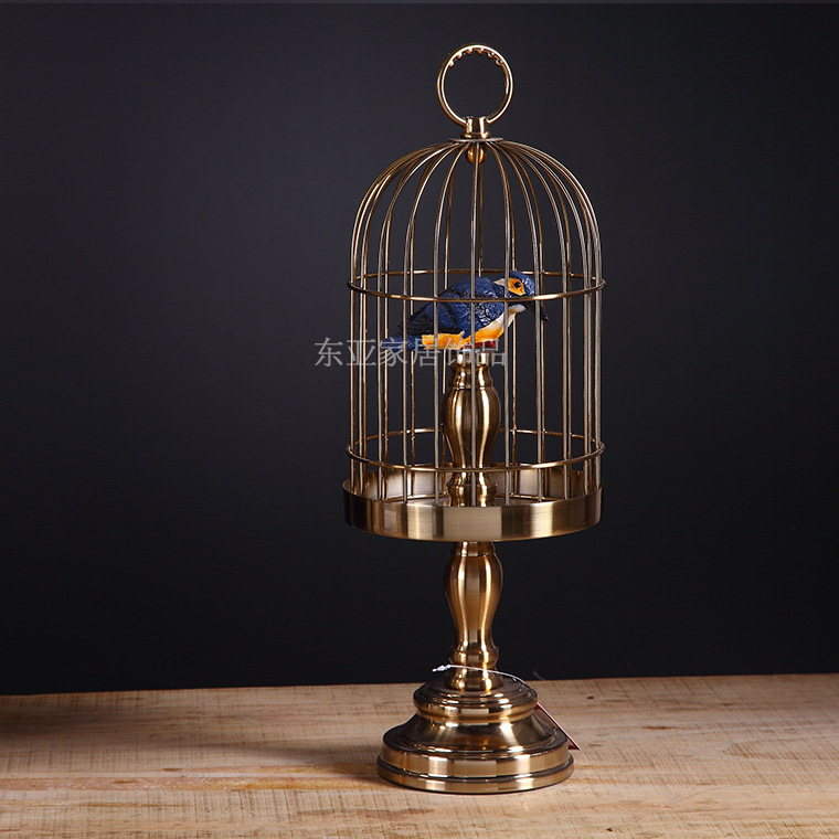 工厂专业批发新款饰品玻璃合金鸟笼摆件电视柜门厅样板房工艺摆件
