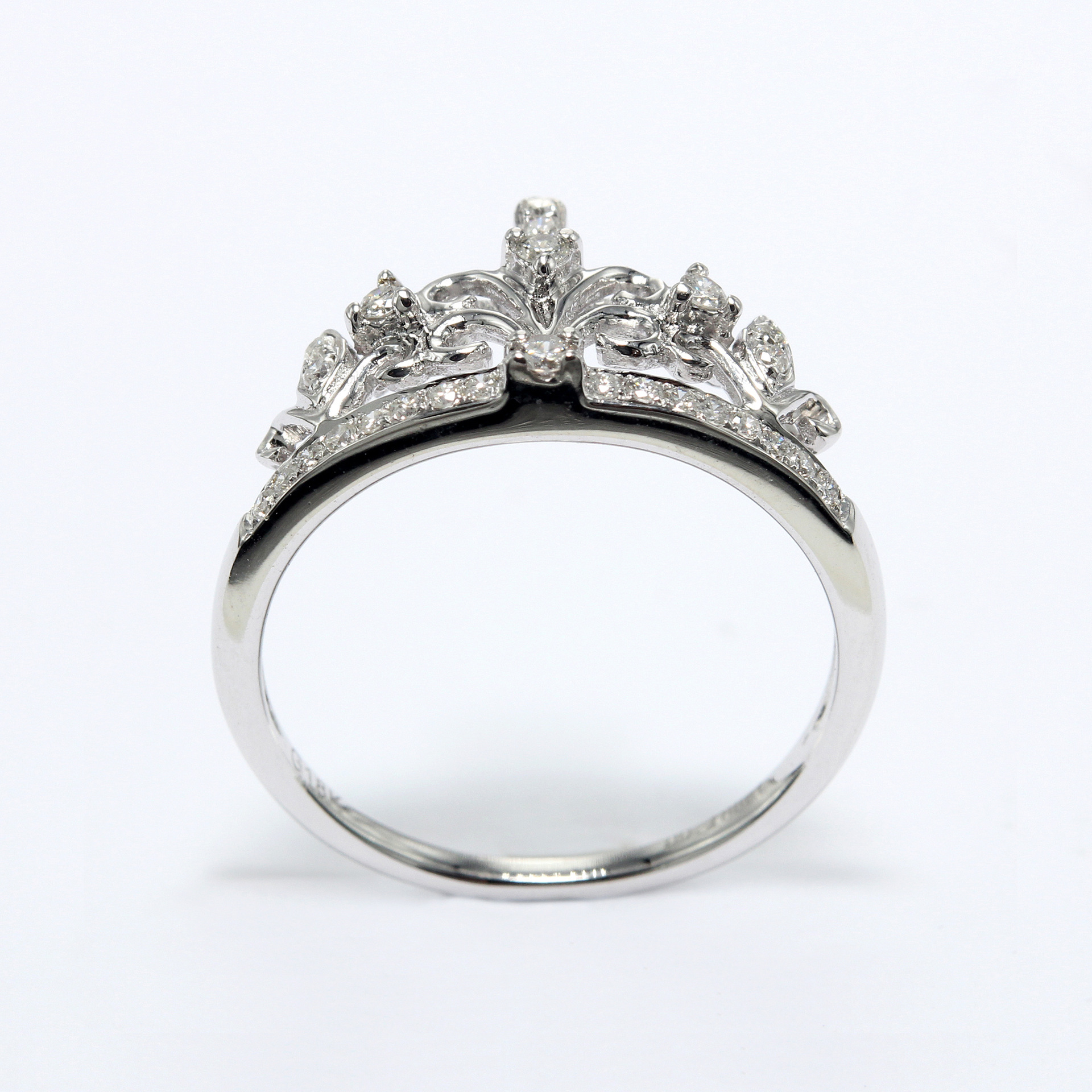 up link 18k白金镶钻石皇冠奢华钻戒支持一件首饰发货加工定制