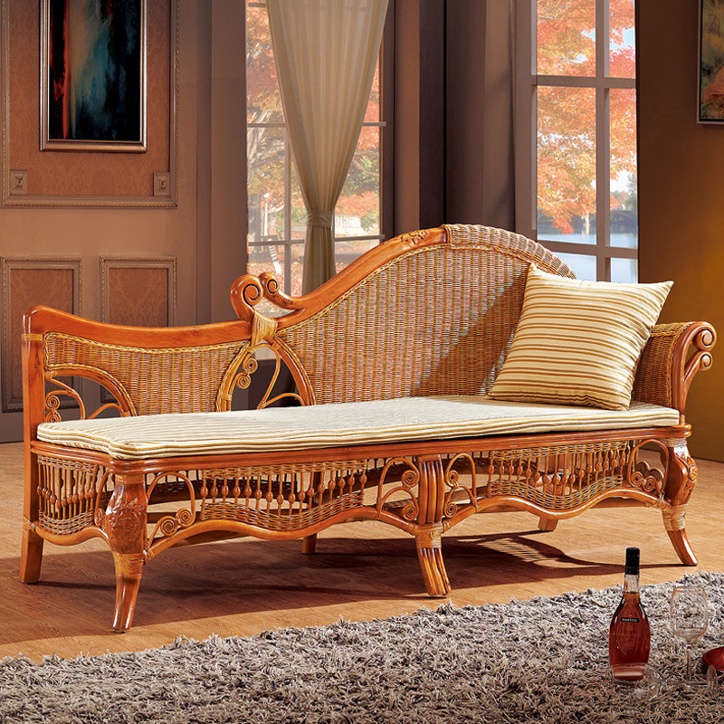 绿欣轩 贵妃床 美人榻 实木 卧室家具 藤编贵妃床 藤制贵妃椅3037