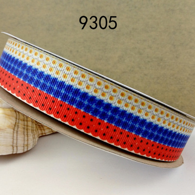 厂家直销2016新品22毫米卡通缎面丝带罗纹带批发外销织带9305