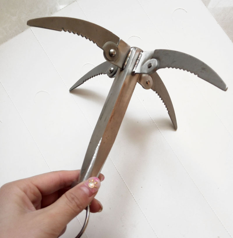 不锈钢折叠水草刀割草刀水草克星钓鱼锚刀渔具用品