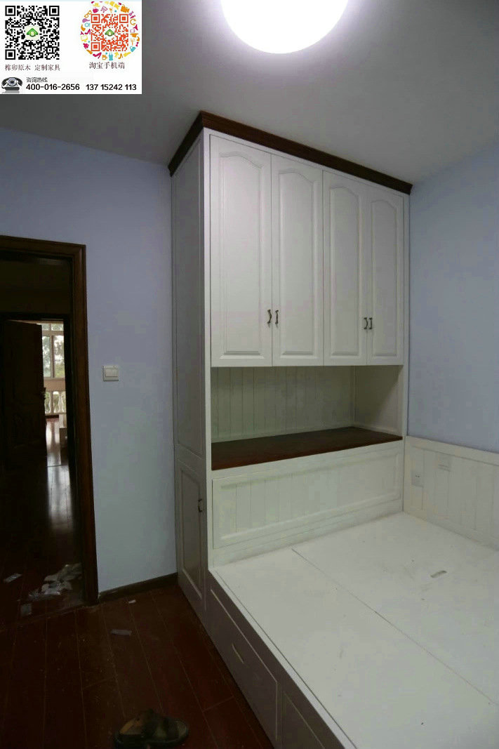 首页 家具 卧室家具 榻榻米 >水曲柳双色衣柜榻榻米 田园风格衣柜