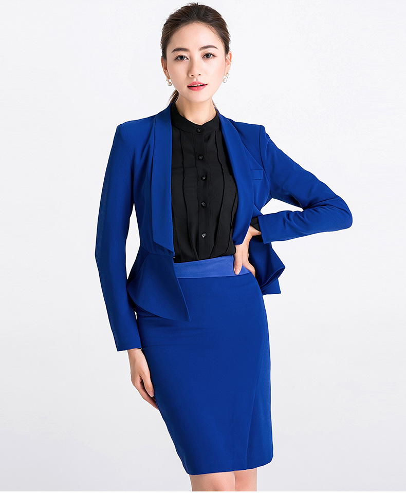 小西装外套女套装蓝色短款2016秋冬新款休闲长袖修身白