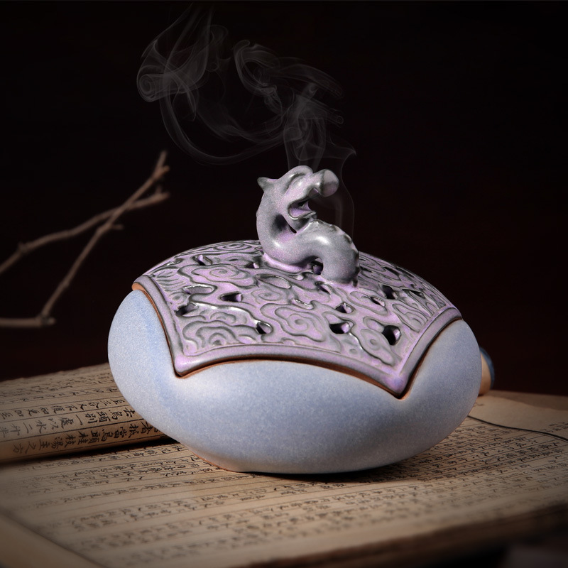 陶瓷手炉香托盘香香炉 塔香沉香檀香炉摆件家居室香盒香薰炉佛具