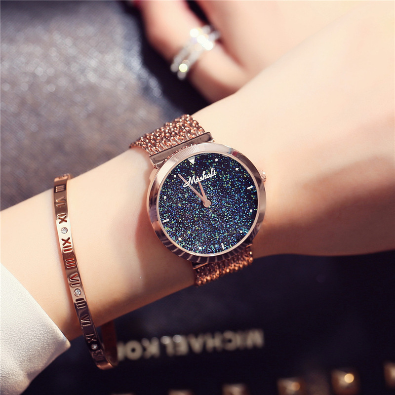瑞士玛莎莉高档时尚女士手表 防水镶钻女孩手表 微商货源石英表