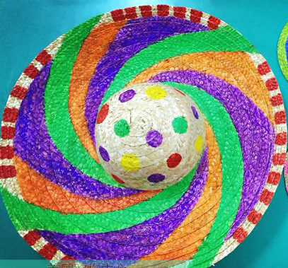 儿童diy绘画草帽子墙面布置装饰幼儿园创意美术画diy材料 15厘米